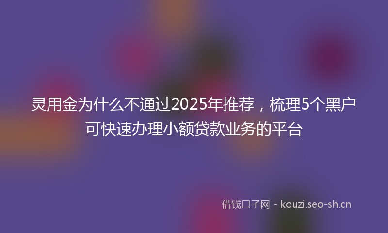 灵用金为什么不通过2025年推荐，梳理5个黑户可快速办理小额贷款业务的平台