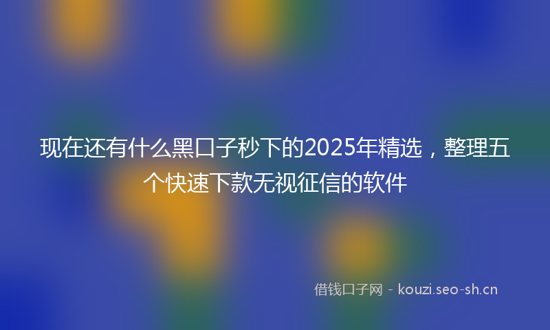 现在还有什么黑口子秒下的2025年精选，整理五个快速下款无视征信的软件