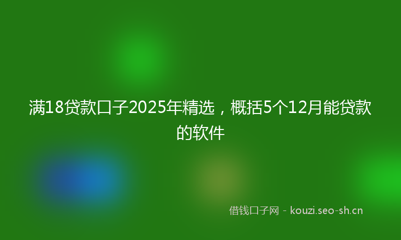 满18贷款口子2025年精选，概括5个12月能贷款的软件