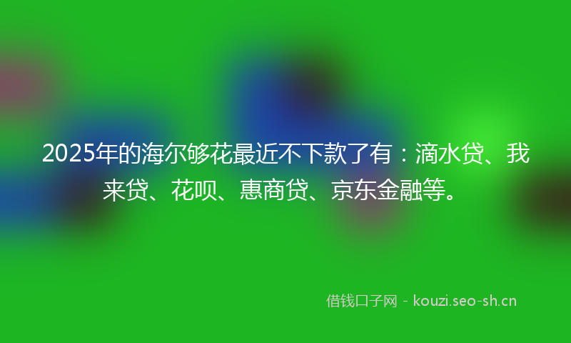 2025年的海尔够花最近不下款了有：滴水贷、我来贷、花呗、惠商贷、京东金融等。