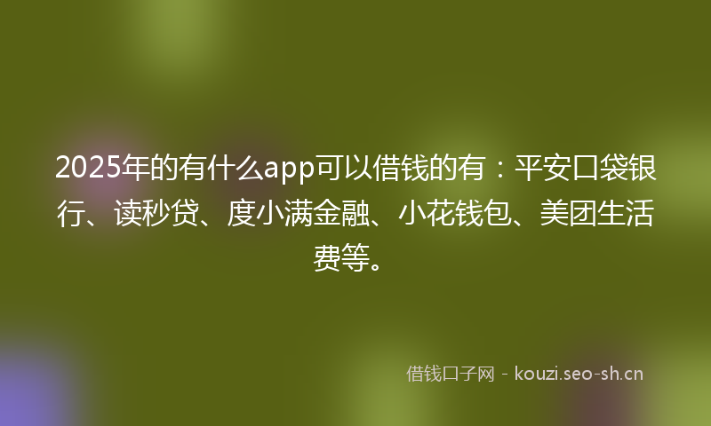 2025年的有什么app可以借钱的有：平安口袋银行、读秒贷、度小满金融、小花钱包、美团生活费等。