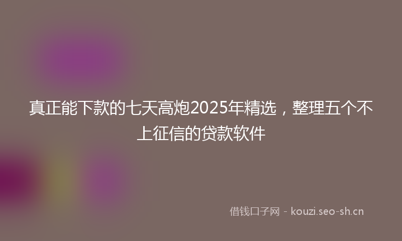 真正能下款的七天高炮2025年精选，整理五个不上征信的贷款软件