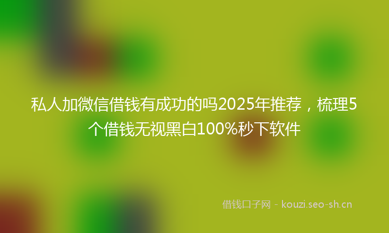 私人加微信借钱有成功的吗2025年推荐，梳理5个借钱无视黑白100%秒下软件
