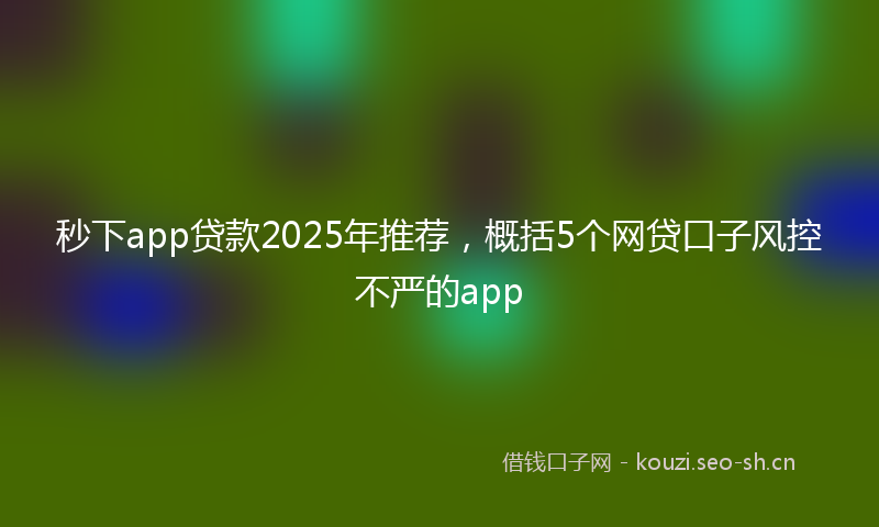 秒下app贷款2025年推荐，概括5个网贷口子风控不严的app