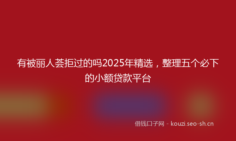 有被丽人荟拒过的吗2025年精选，整理五个必下的小额贷款平台