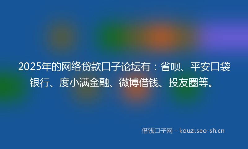 2025年的网络贷款口子论坛有：省呗、平安口袋银行、度小满金融、微博借钱、投友圈等。