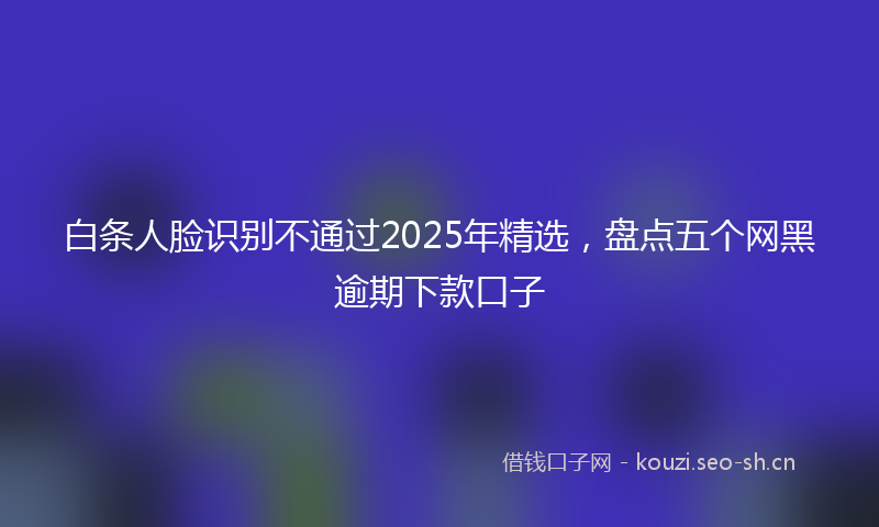白条人脸识别不通过2025年精选，盘点五个网黑逾期下款口子