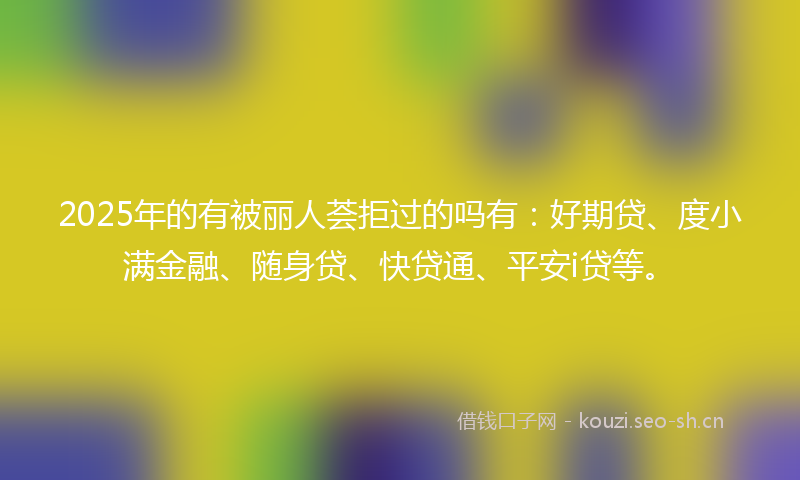 2025年的有被丽人荟拒过的吗有：好期贷、度小满金融、随身贷、快贷通、平安i贷等。
