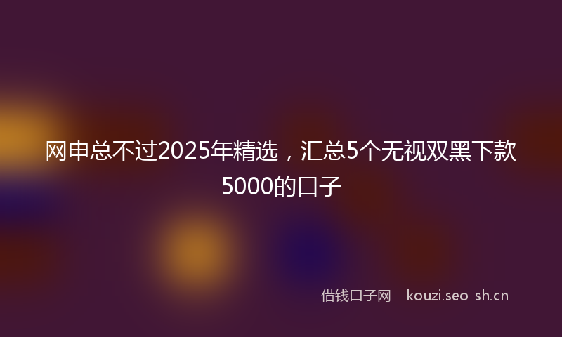 网申总不过2025年精选，汇总5个无视双黑下款5000的口子