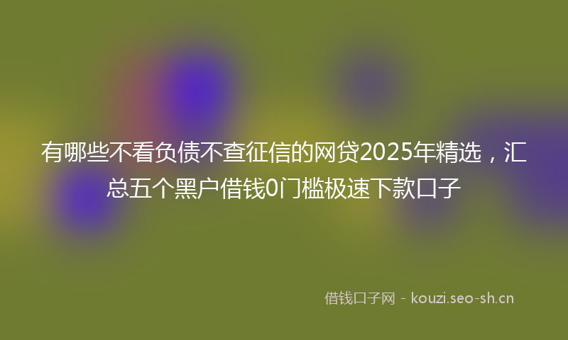 有哪些不看负债不查征信的网贷2025年精选，汇总五个黑户借钱0门槛极速下款口子