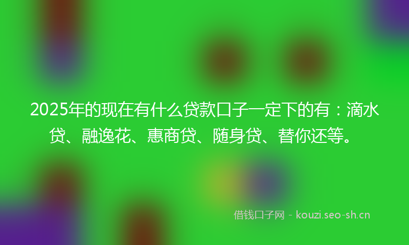 2025年的现在有什么贷款口子一定下的有：滴水贷、融逸花、惠商贷、随身贷、替你还等。