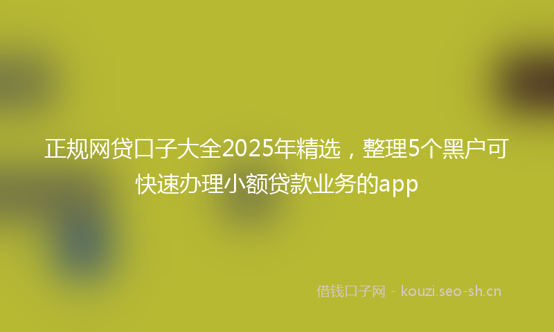 正规网贷口子大全2025年精选，整理5个黑户可快速办理小额贷款业务的app