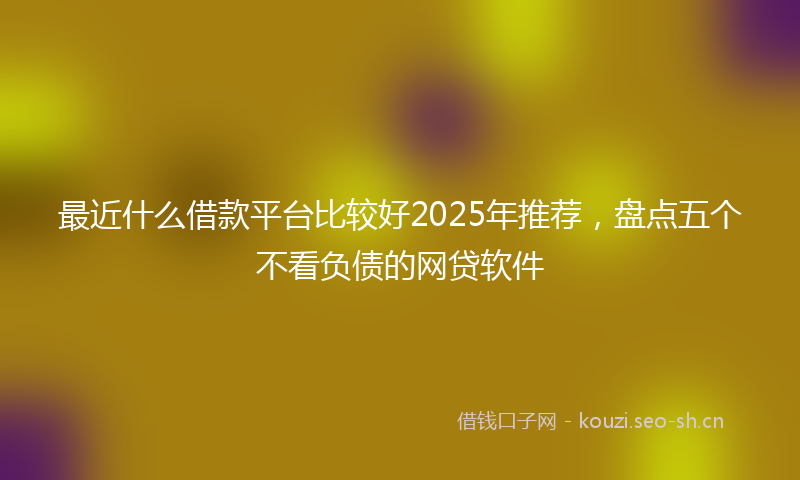 最近什么借款平台比较好2025年推荐,盘点五个不看负债的网贷软件