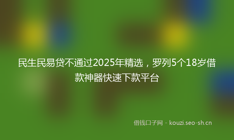 民生民易贷不通过2025年精选，罗列5个18岁借款神器快速下款平台