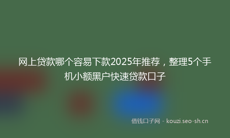 网上贷款哪个容易下款2025年推荐，整理5个手机小额黑户快速贷款口子