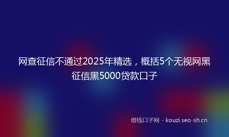 网查征信不通过2025年精选，概括5个无视网黑征信黑5000贷款口子