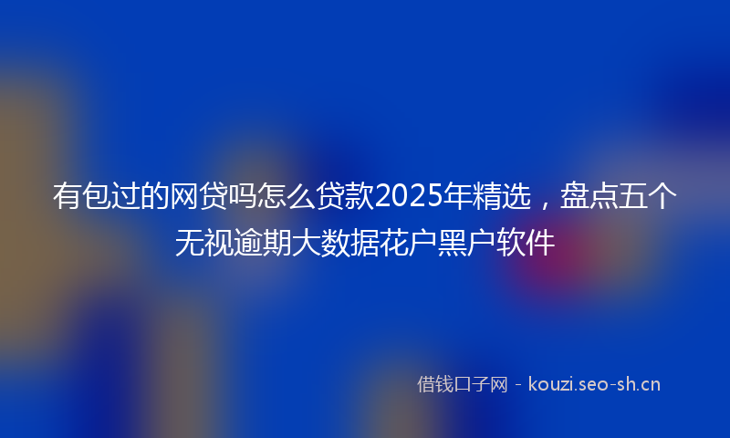 有包过的网贷吗怎么贷款2025年精选，盘点五个无视逾期大数据花户黑户软件