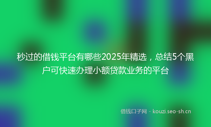 秒过的借钱平台有哪些2025年精选，总结5个黑户可快速办理小额贷款业务的平台