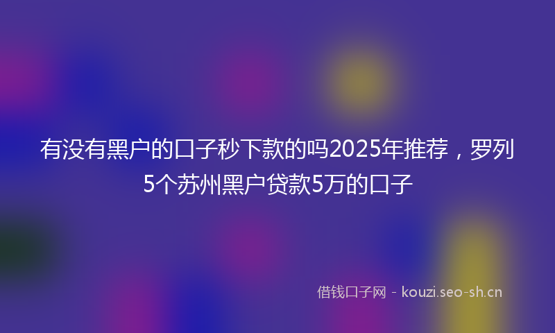 有没有黑户的口子秒下款的吗2025年推荐，罗列5个苏州黑户贷款5万的口子