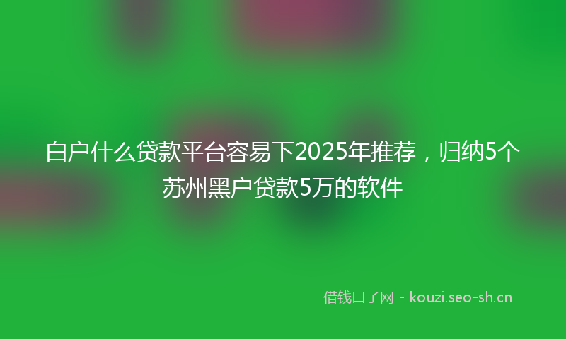 白户什么贷款平台容易下2025年推荐，归纳5个苏州黑户贷款5万的软件