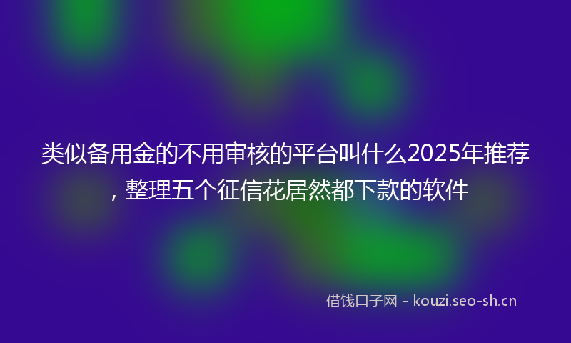 类似备用金的不用审核的平台叫什么2025年推荐，整理五个征信花居然都下款的软件