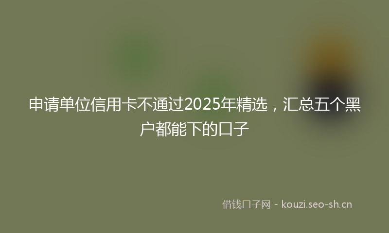 申请单位信用卡不通过2025年精选，汇总五个黑户都能下的口子