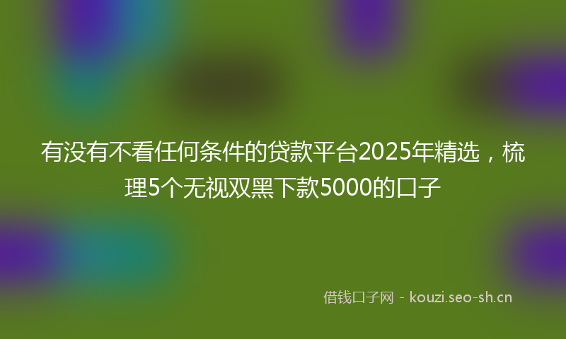有没有不看任何条件的贷款平台2025年精选，梳理5个无视双黑下款5000的口子