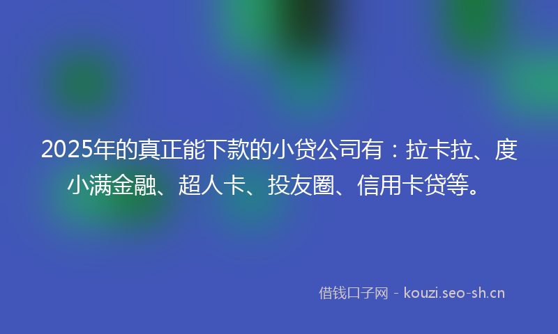 2025年的真正能下款的小贷公司有：拉卡拉、度小满金融、超人卡、投友圈、信用卡贷等。