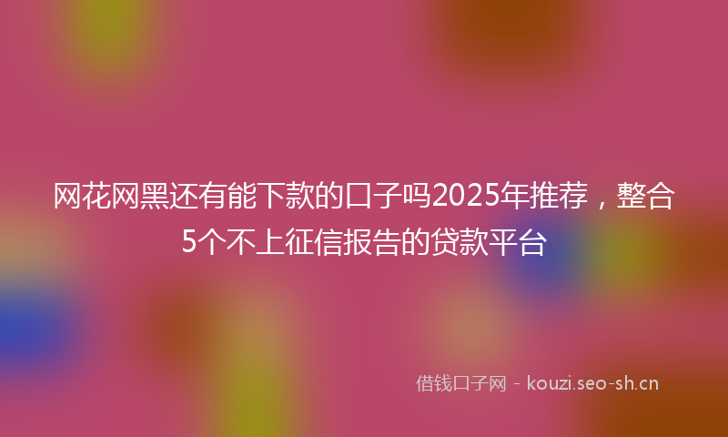 网花网黑还有能下款的口子吗2025年推荐，整合5个不上征信报告的贷款平台