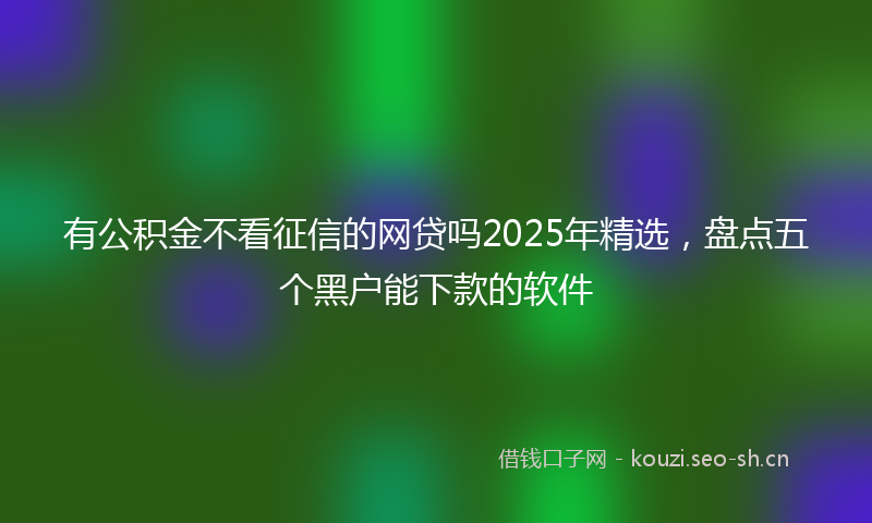 有公积金不看征信的网贷吗2025年精选，盘点五个黑户能下款的软件