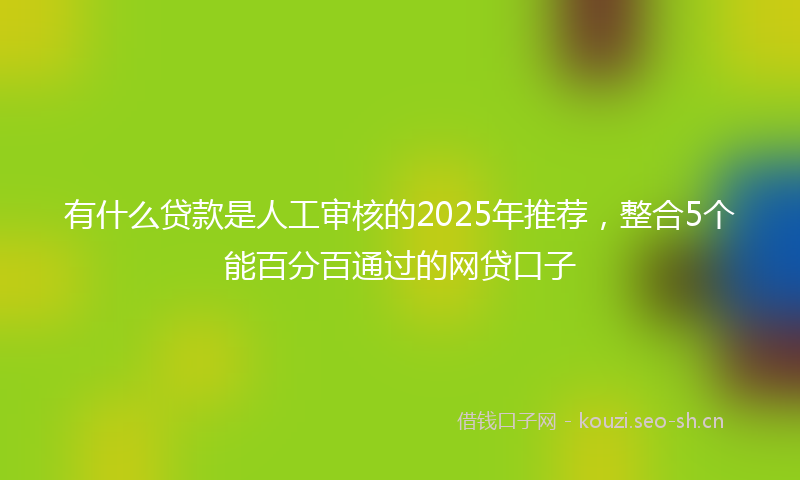 有什么贷款是人工审核的2025年推荐，整合5个能百分百通过的网贷口子