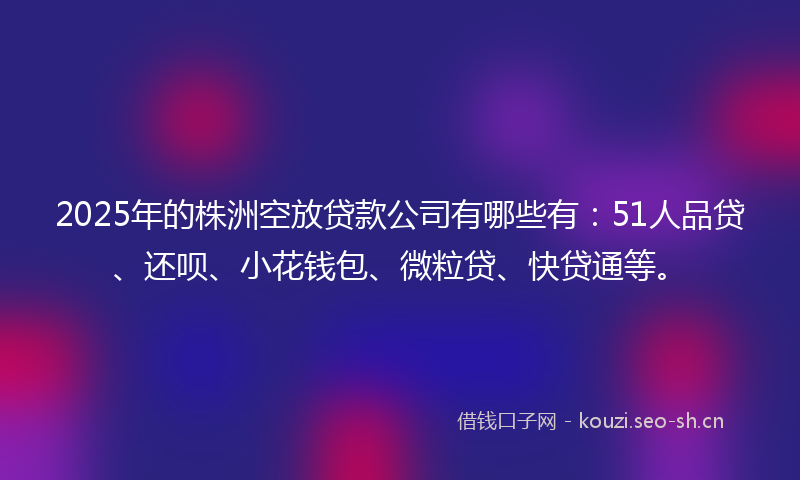 2025年的株洲空放贷款公司有哪些有：51人品贷、还呗、小花钱包、微粒贷、快贷通等。
