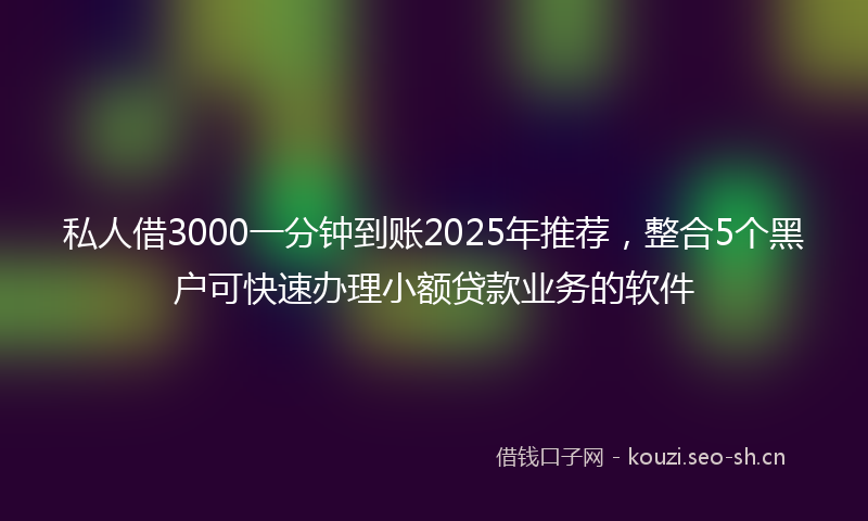 私人借3000一分钟到账2025年推荐，整合5个黑户可快速办理小额贷款业务的软件