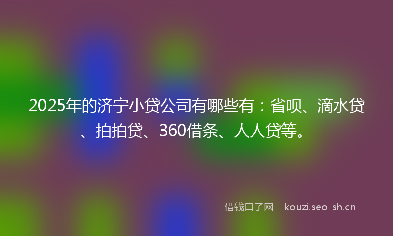 2025年的济宁小贷公司有哪些有：省呗、滴水贷、拍拍贷、360借条、人人贷等。