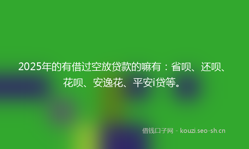 2025年的有借过空放贷款的嘛有：省呗、还呗、花呗、安逸花、平安i贷等。