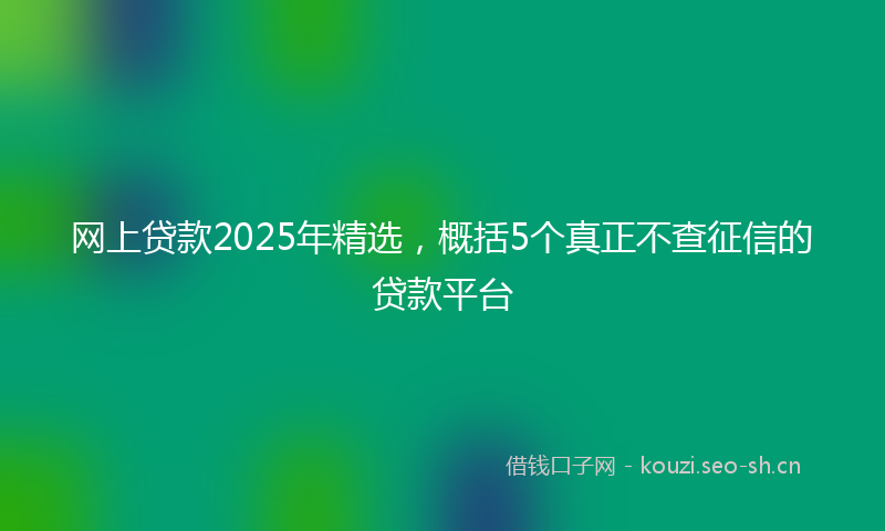 网上贷款2025年精选，概括5个真正不查征信的贷款平台
