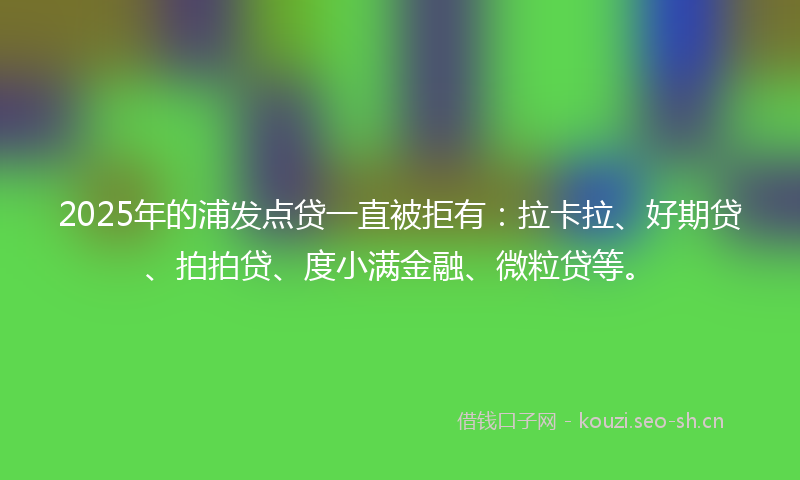 2025年的浦发点贷一直被拒有：拉卡拉、好期贷、拍拍贷、度小满金融、微粒贷等。