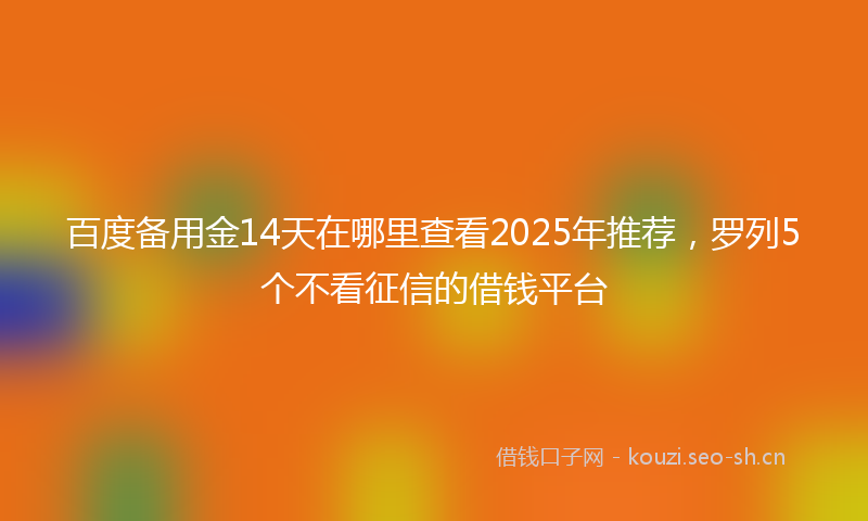 百度备用金14天在哪里查看2025年推荐，罗列5个不看征信的借钱平台