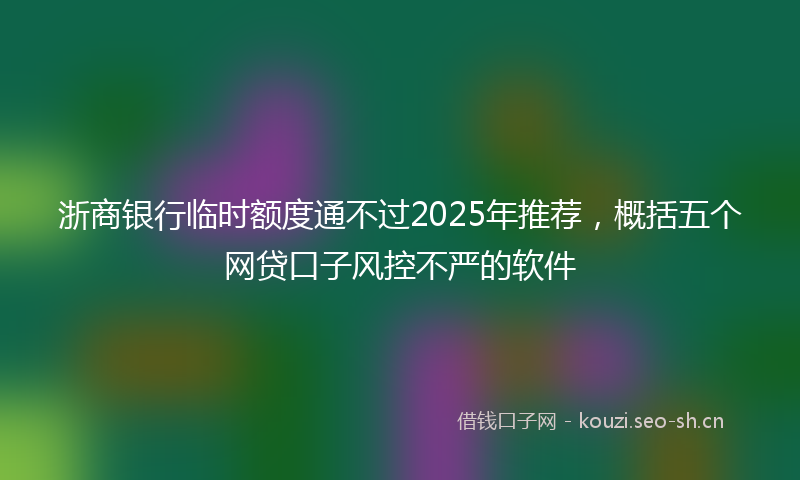 浙商银行临时额度通不过2025年推荐，概括五个网贷口子风控不严的软件