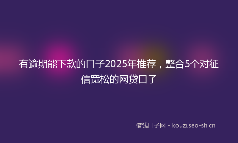 有逾期能下款的口子2025年推荐，整合5个对征信宽松的网贷口子