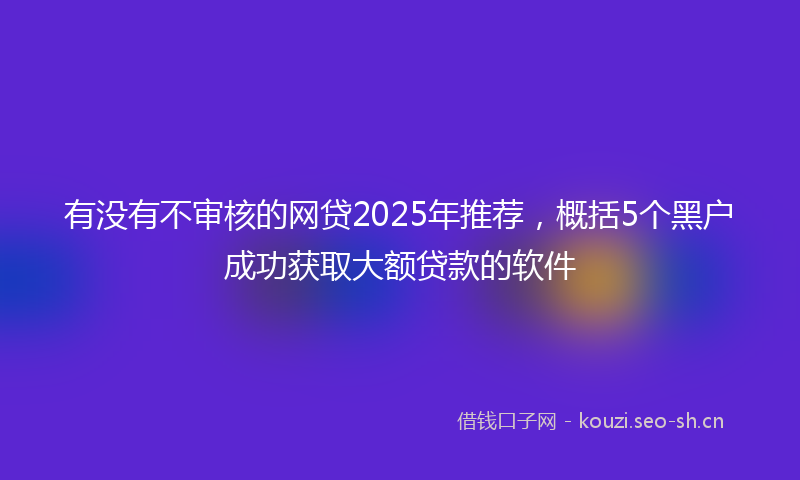 有没有不审核的网贷2025年推荐，概括5个黑户成功获取大额贷款的软件