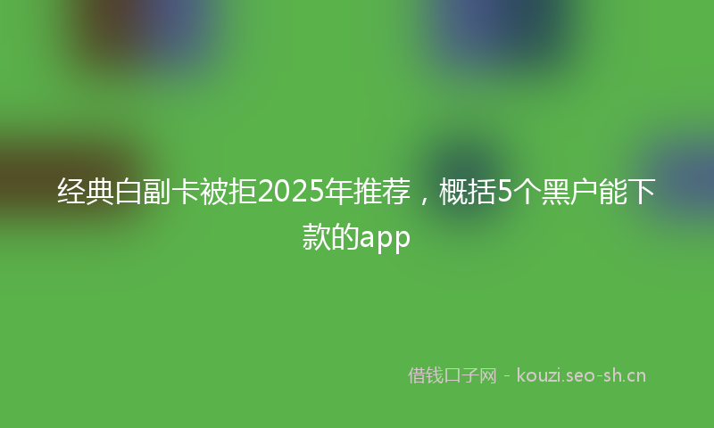经典白副卡被拒2025年推荐，概括5个黑户能下款的app