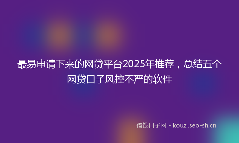 最易申请下来的网贷平台2025年推荐，总结五个网贷口子风控不严的软件