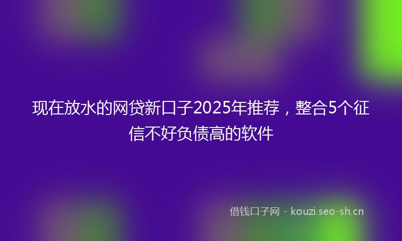现在放水的网贷新口子2025年推荐，整合5个征信不好负债高的软件