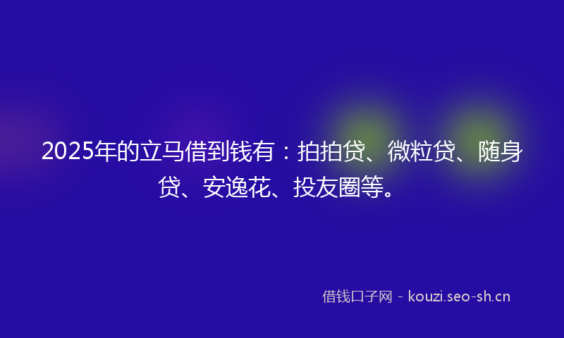 2025年的立马借到钱有：拍拍贷、微粒贷、随身贷、安逸花、投友圈等。