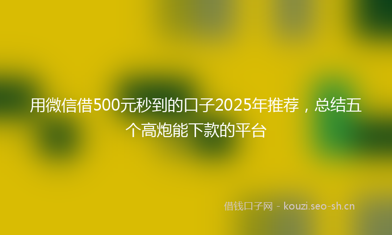 用微信借500元秒到的口子2025年推荐，总结五个高炮能下款的平台