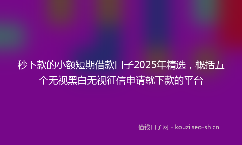 秒下款的小额短期借款口子2025年精选，概括五个无视黑白无视征信申请就下款的平台