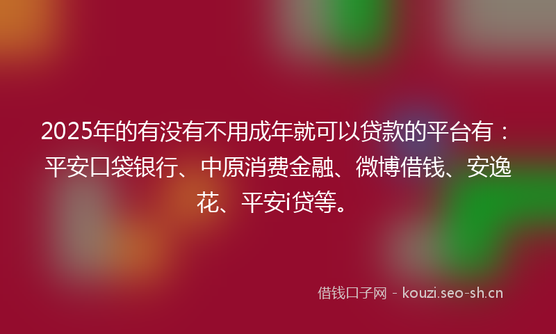 2025年的有没有不用成年就可以贷款的平台有：平安口袋银行、中原消费金融、微博借钱、安逸花、平安i贷等。