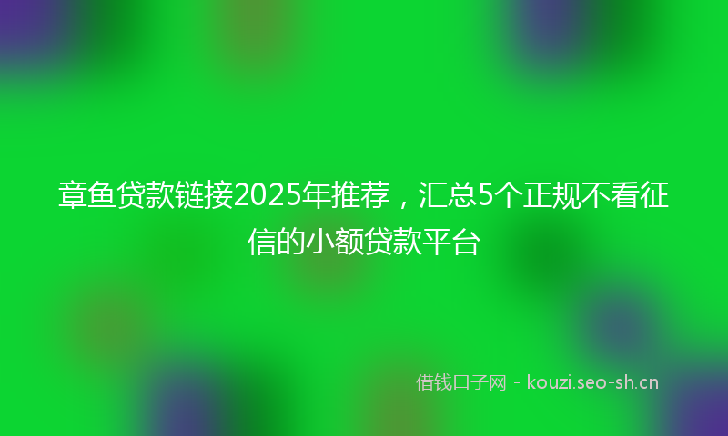 章鱼贷款链接2025年推荐，汇总5个正规不看征信的小额贷款平台