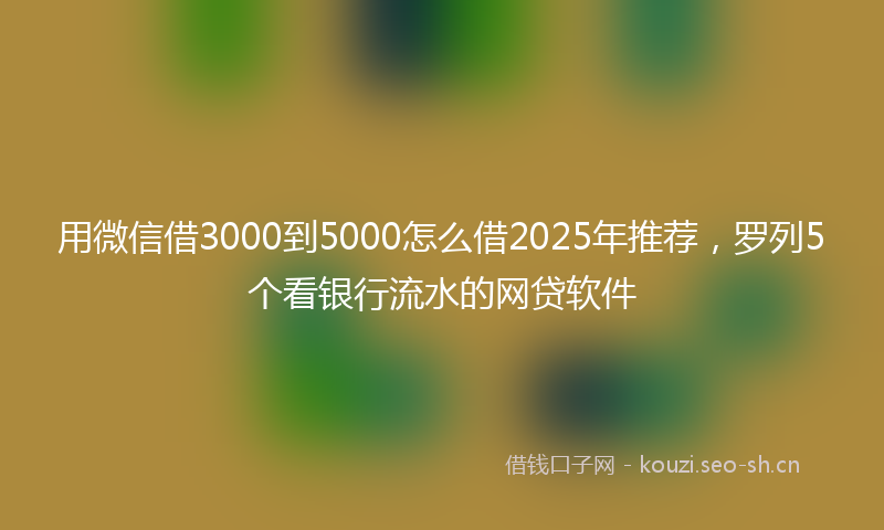 用微信借3000到5000怎么借2025年推荐，罗列5个看银行流水的网贷软件